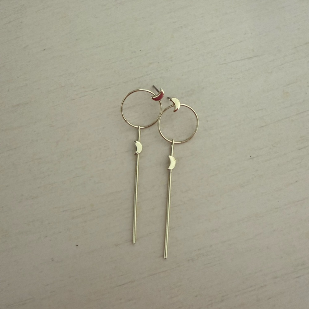 Gold Moon Drop Earrings